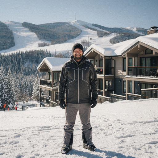 Skifahrer, die direkt vor der Wohnung auf die Piste fahren.